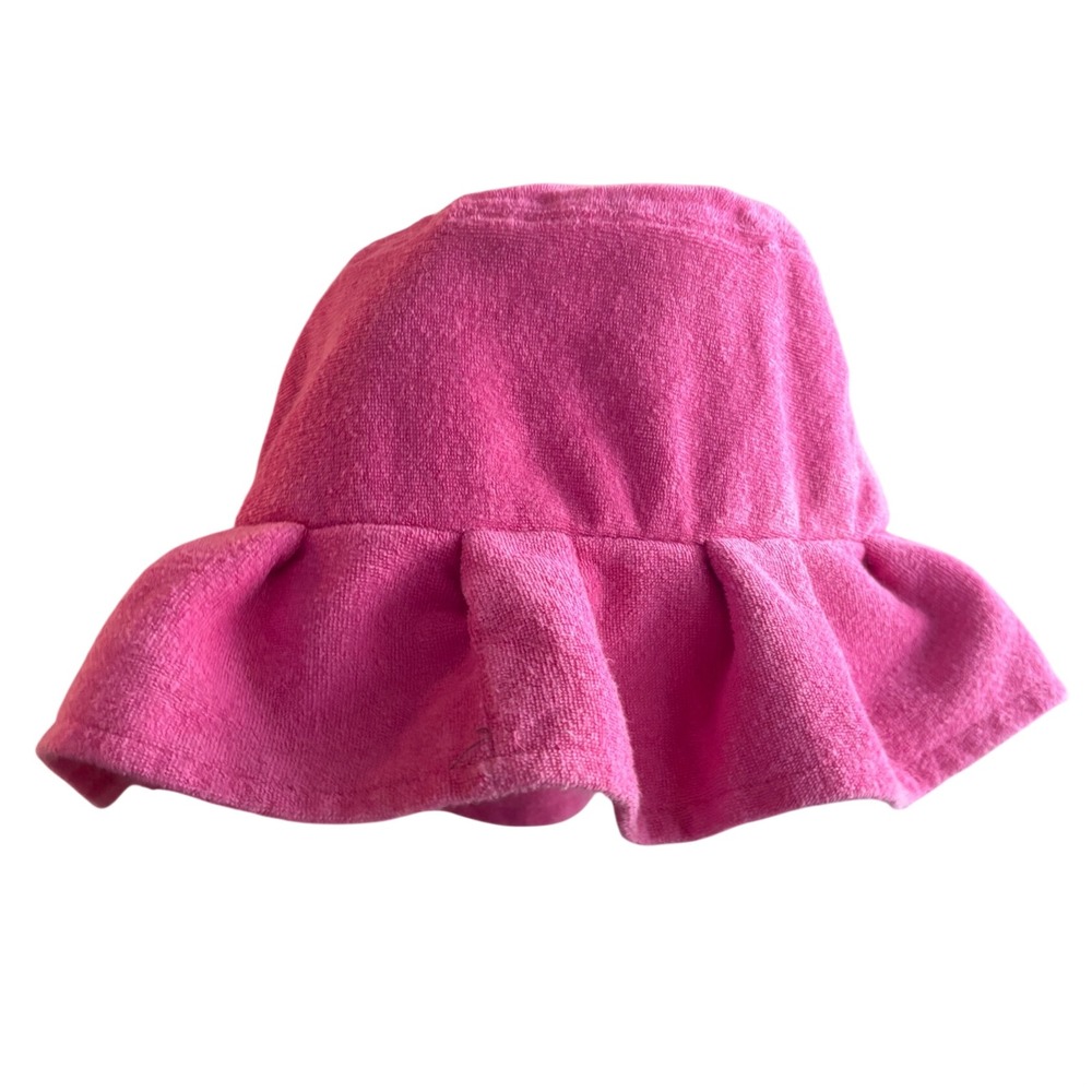 Juicy Couture Pink Terry Cloth Ruffle Bucket Hat Gold Embroidered Logo Y2K OS - Picture 2 of 8